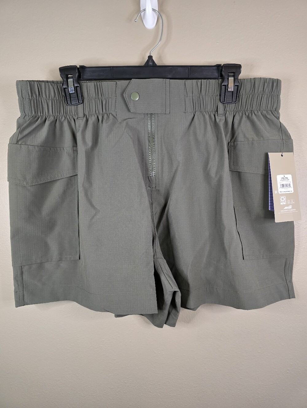 Avia Women's Outdoor Ripstop Shorts Elastic Waistband Side Cargo Pockets New